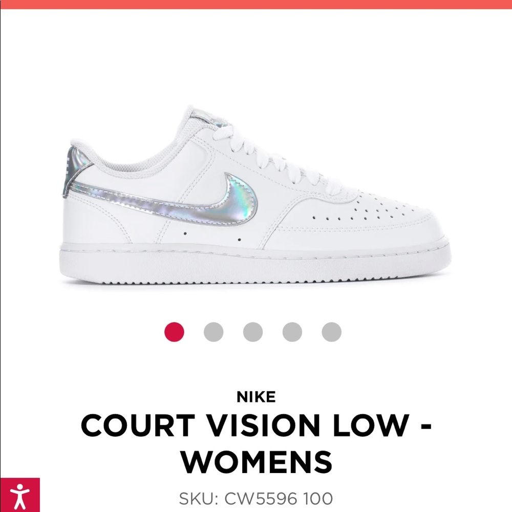 Women’s Nike White Holographic Court Vision Low - Size 7